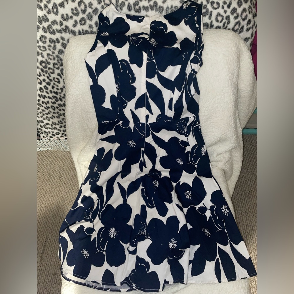 Dress for a nice spring day or a party, so soft. with big blue flowers